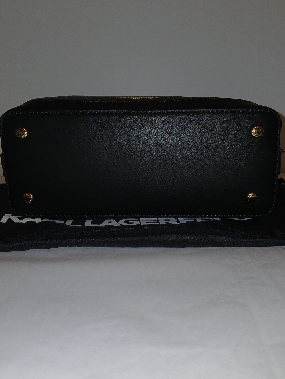 Leather Karl Lagerfeld Paris Gisele Ikon Charm Crossbody With Dustbag, Black - Picture 9 of 14
